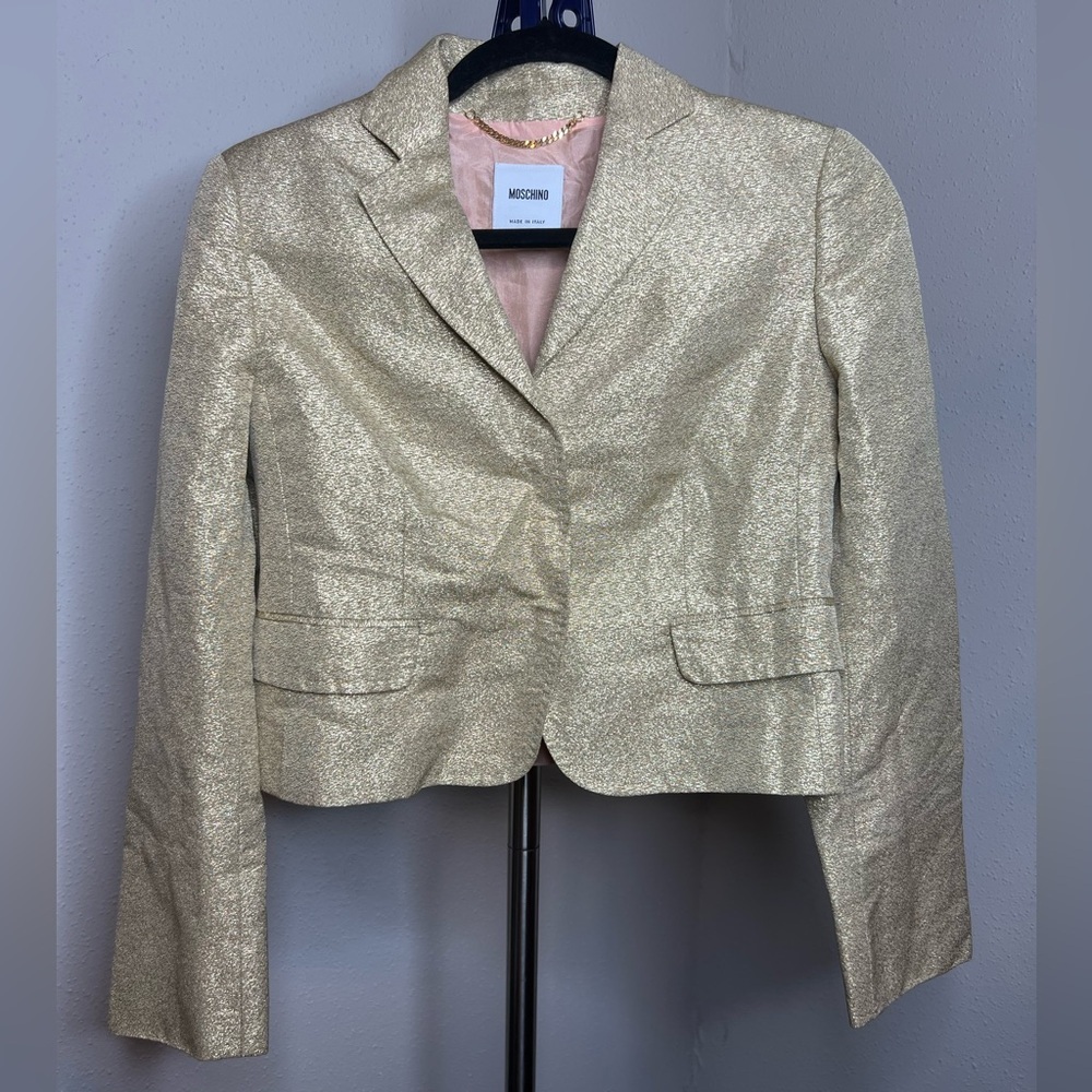 Authentic Moschino Gold Cropped Blazer size 8